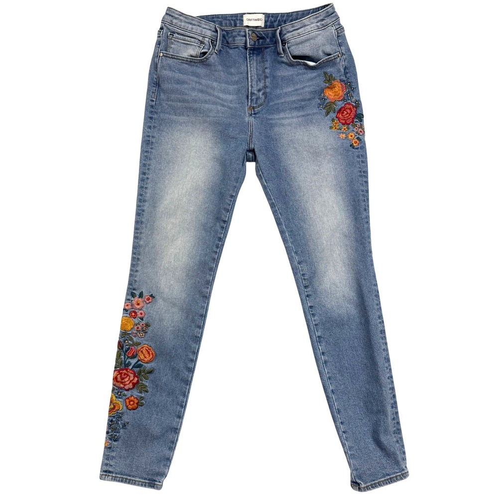 Driftwood 30X29 Jackie High Rise Floral Embroidered Skinny Jeans Bohemian Spring
